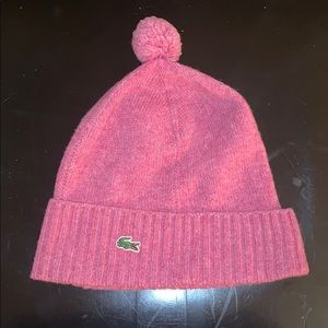 Lacoste pink winter hat